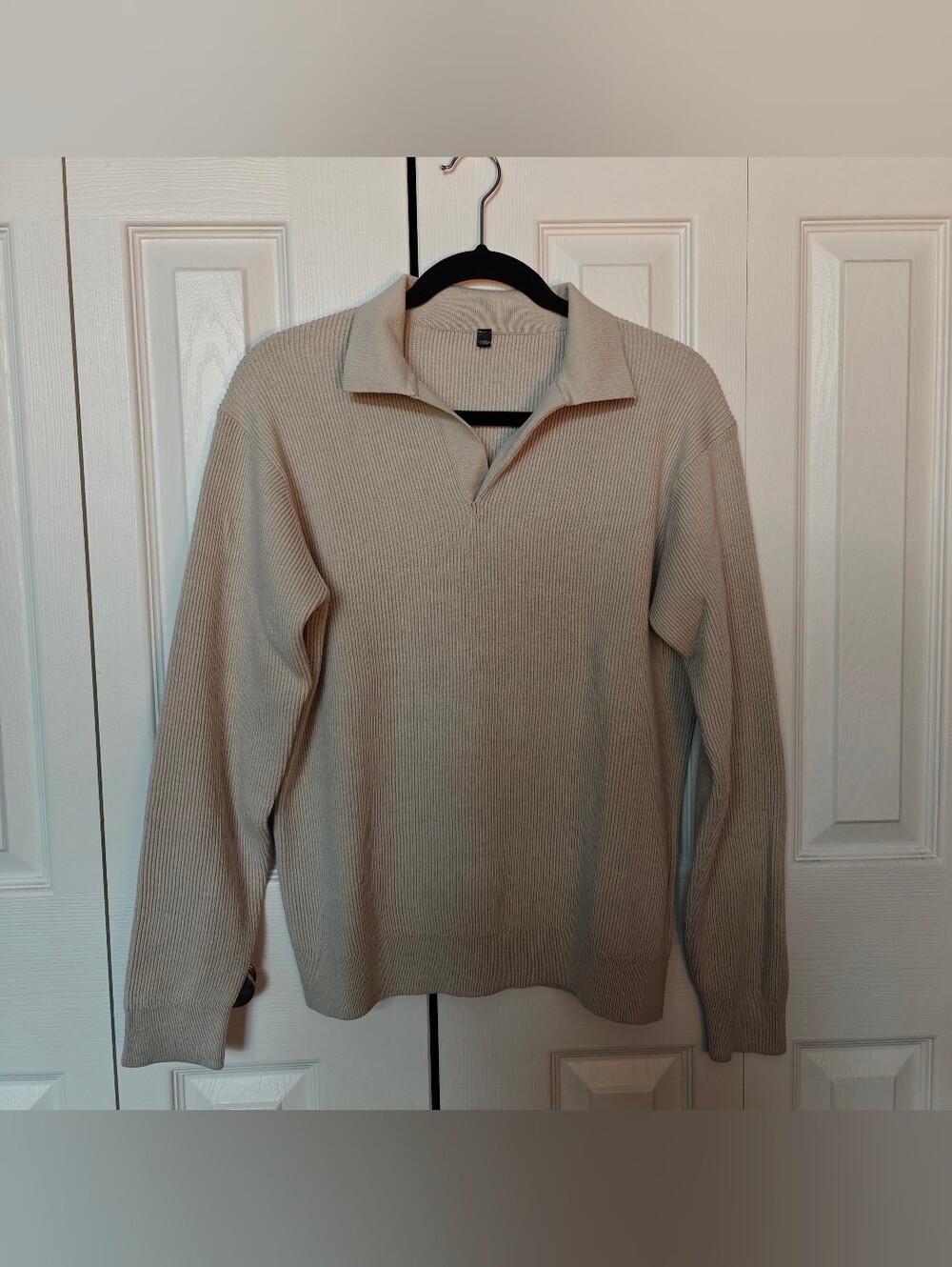 Muji Men's Ribbed Johnny Collar Sweatshirt In Beige
